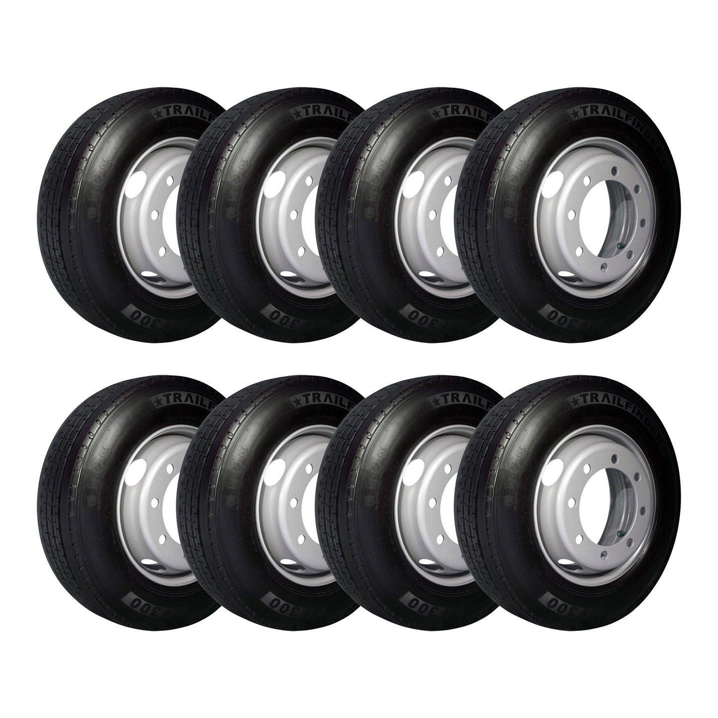 17.5" 18 ply Radial Trailer Tire & Wheel - ST 215/75R17.5 8x275mm Lug (Silver Dual) - Set of 8