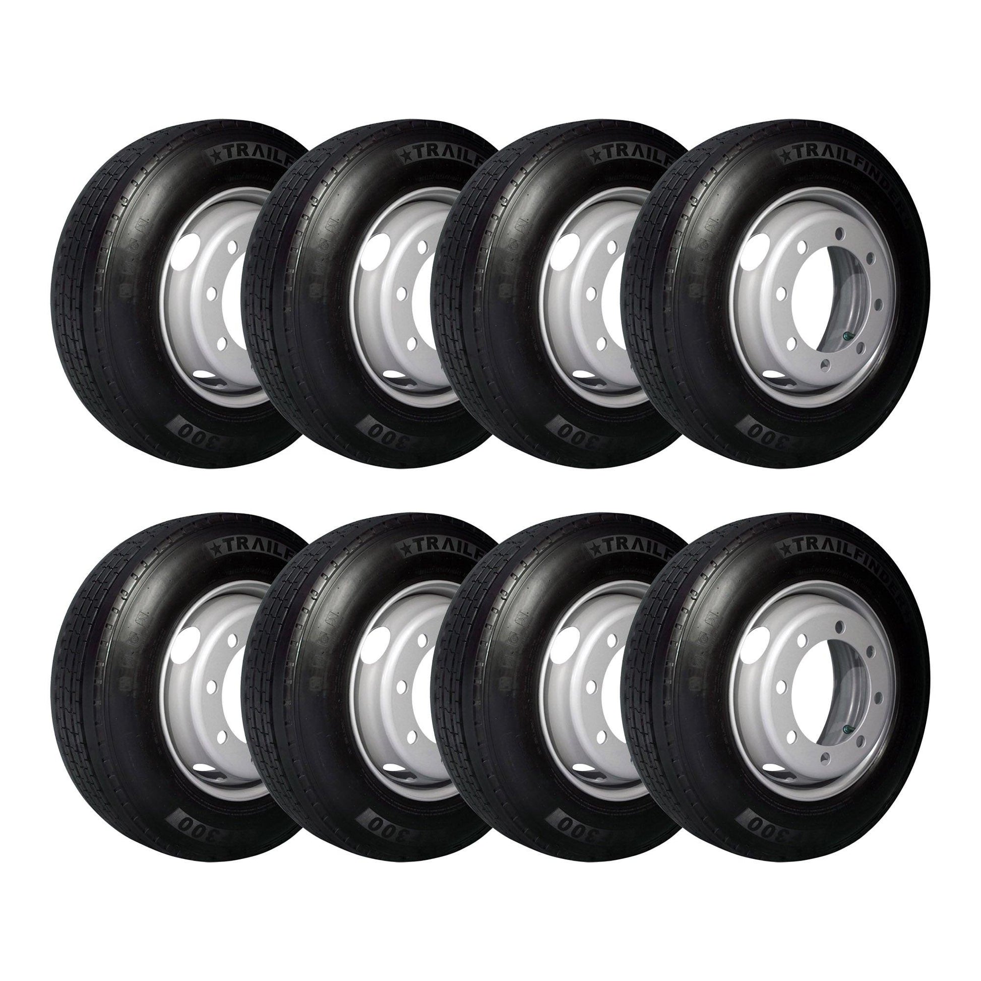 17.5" 18 ply Radial Trailer Tire & Wheel - ST 215/75R17.5 8x275mm Lug (Silver Dual) - Set of 8