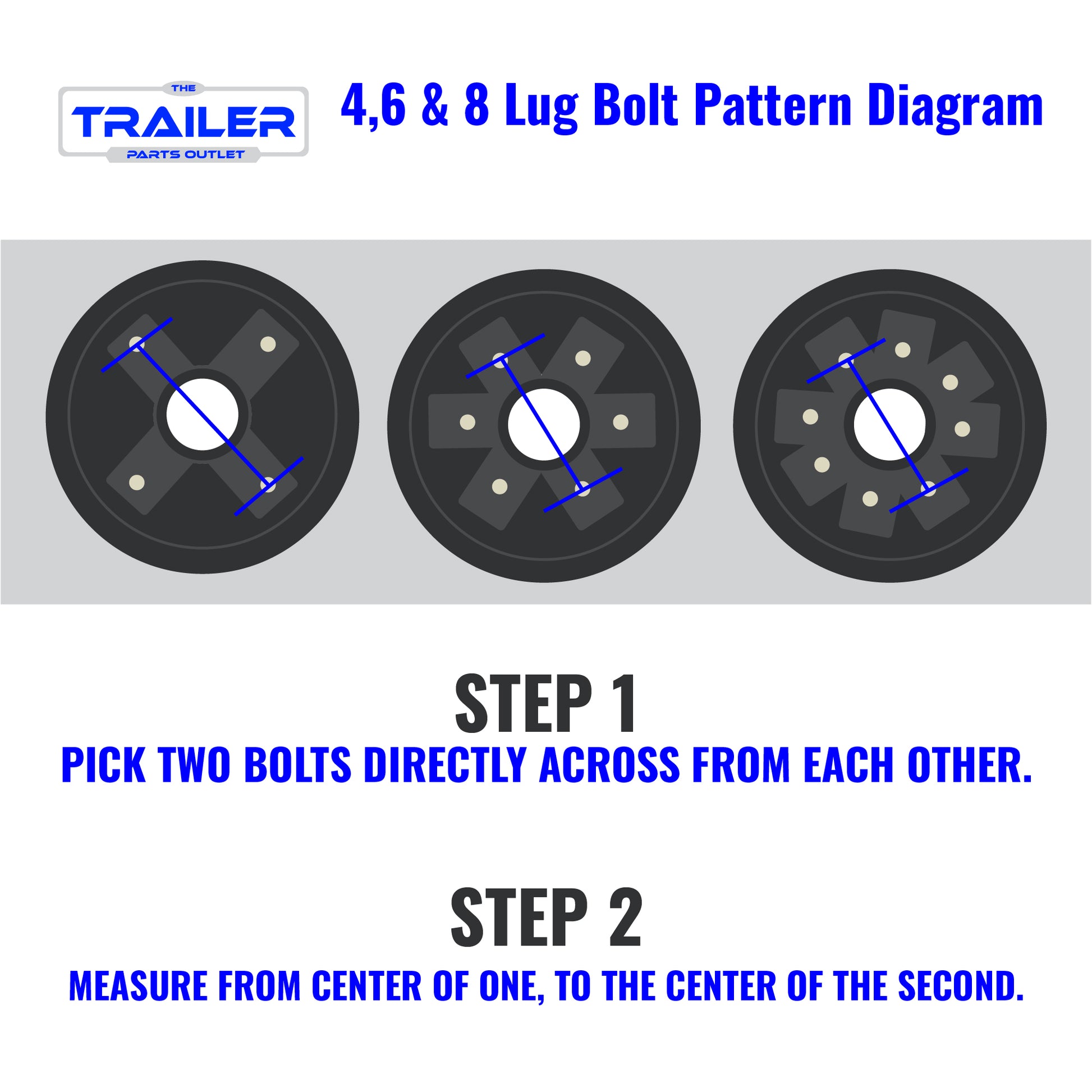 Bolt Pattern Diagram for 4,6 & 8 Lug 