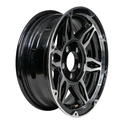 15" x 5" - 5 Lug Aluminum Machined with Black Center Trailer Wheel - 5 x 4.5" Single