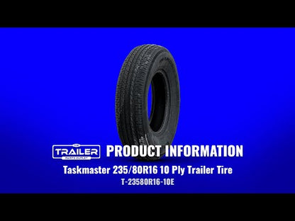 Upgrade your trailer's journey with our Taskmaster 16" 10-ply radial trailer tire, an exceptional fit for various trailer types. Featuring a radial steel-belted construction and designed for use on medium-duty highway and off-road use trailers, it's the perfect partner for lowboys, utility trailers, flat beds, hay haulers, dump trailers, car haulers, and more.