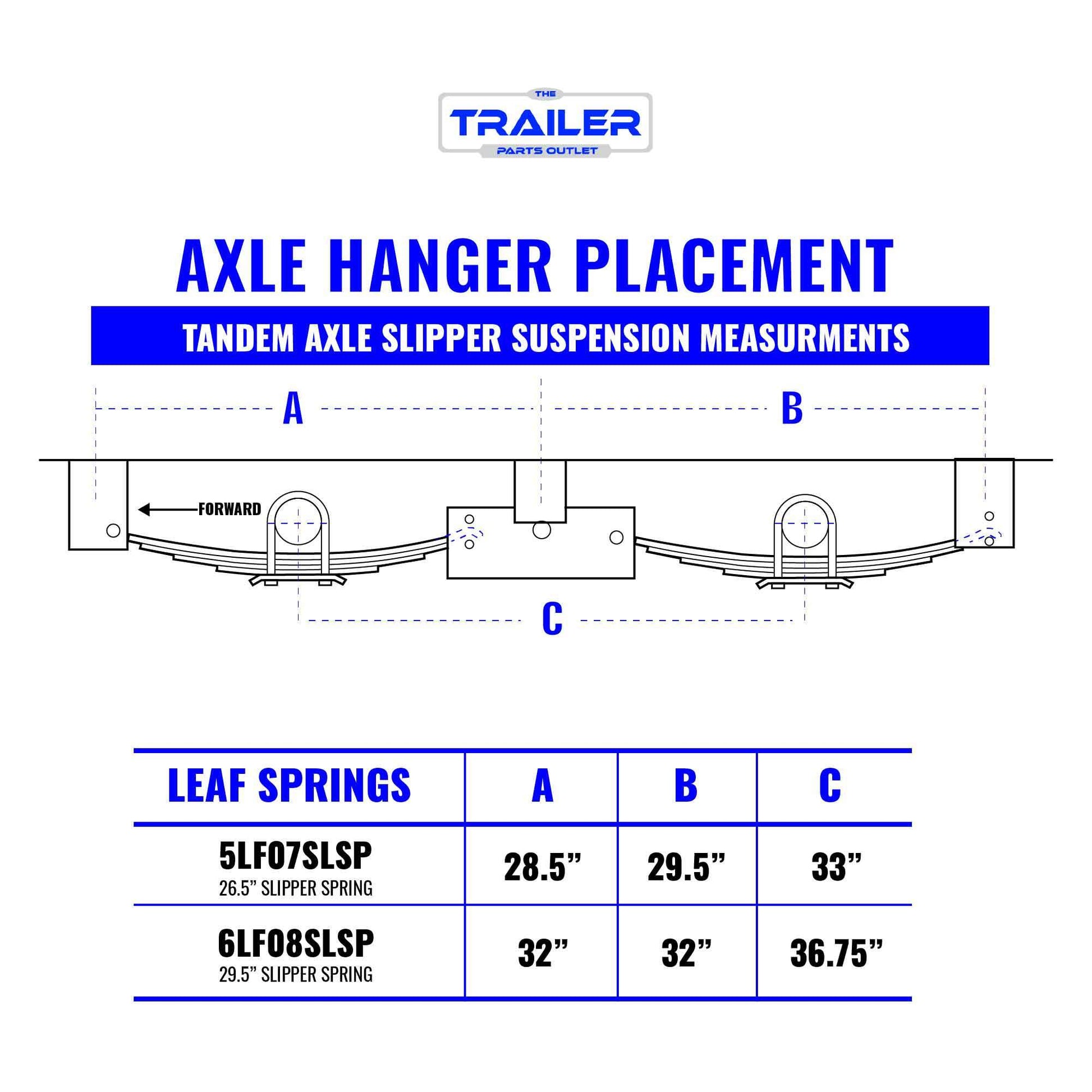 Trailer 6 Leaf Slipper Spring Suspension and Tandem Axle Hanger Kit for 3.5" Tubes - 8000 Pound Axles - The Trailer Parts Outlet