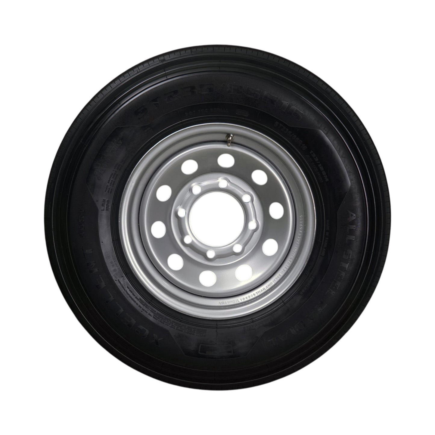 Trailstar 16" 16 ply Radial Trailer Tire & Wheel - ST 235/85 R16 8 Lug (Silver Mod) - Front View
