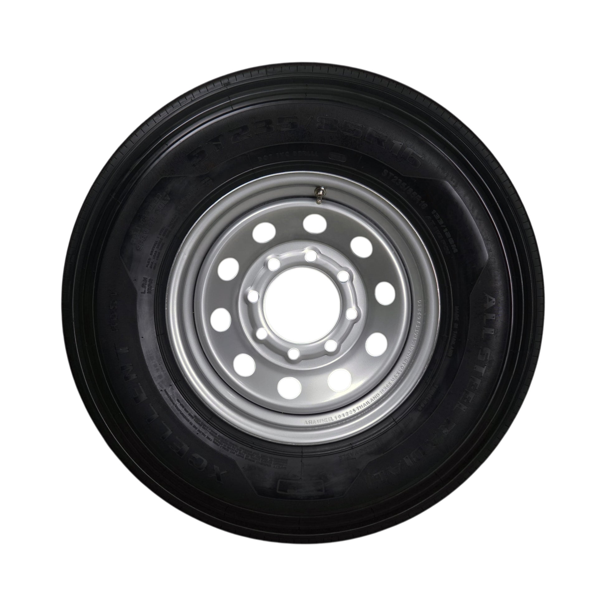 Trailstar 16" 16 ply Radial Trailer Tire & Wheel - ST 235/85 R16 8 Lug (Silver Mod) - Front View