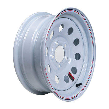 15" x 6" - 5 Lug White Mod Solid Steel Trailer Wheel - 5 x 4.5"