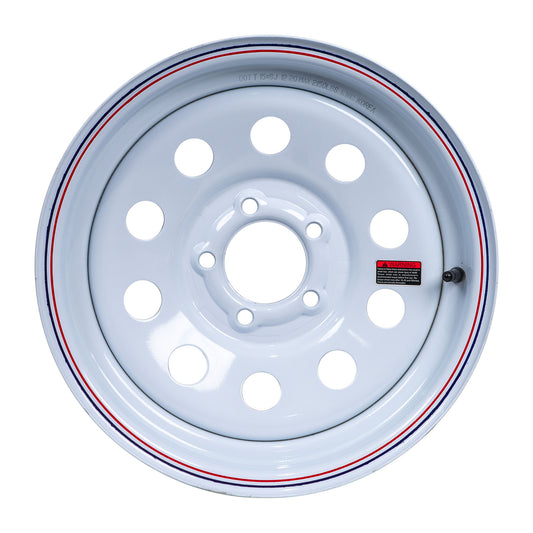 15" x 6" - 5 Lug White Mod Solid Steel Trailer Wheel - 5 x 4.5"