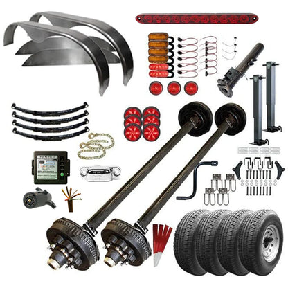 7000 lb TK Tandem Axle Bumper Pull Trailer Parts Kit - 14K Capacity HD (Complete Midnight Series)