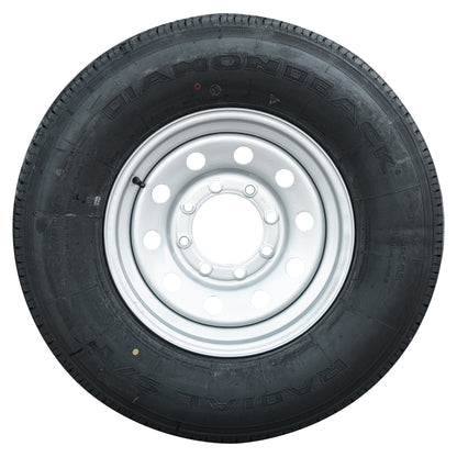 Taskmaster 16" 10 capas Radial Trailer Tire &amp; Wheel - ST235/80 R16 8 Lug (Silver Mod) - Juego de 4 