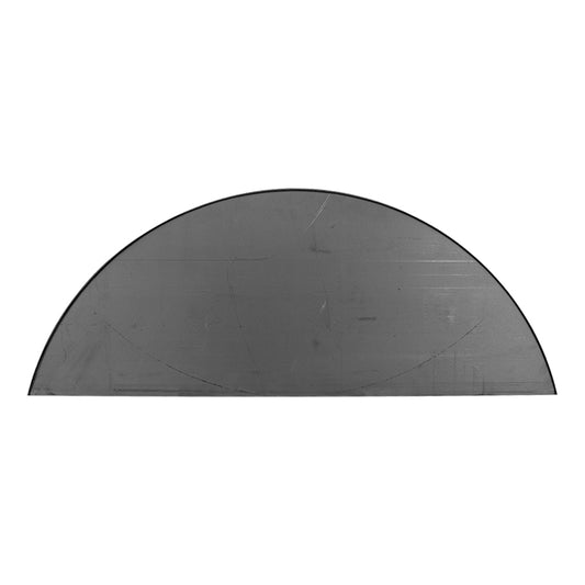 Flat view of the Single Axle 9x32 Fender Back, showcasing its 12" width and 31" length dimensions. The 16-gauge steel construction is evident with a smooth finish. The product tag 'SKU: SA932FNDRBACK' 