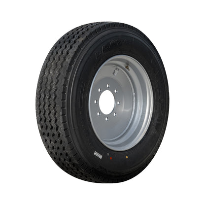 Taskmaster 17.5" 18 capas Radial Trailer Tire &amp; Wheel - ST 235/75R17.5 8 Lug (Super Single Silver Solid) - Juego de 4 