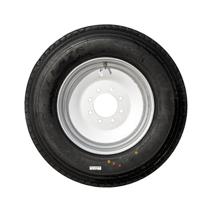 Taskmaster 17.5" 18 capas Radial Trailer Tire &amp; Wheel - ST 235/75R17.5 8 Lug (Super Single Silver Solid) - Juego de 2 